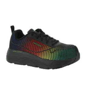 SKECHERS Womens Work Shoes 7.5 Black Rainbow Max Cushioning Comp Toe EH