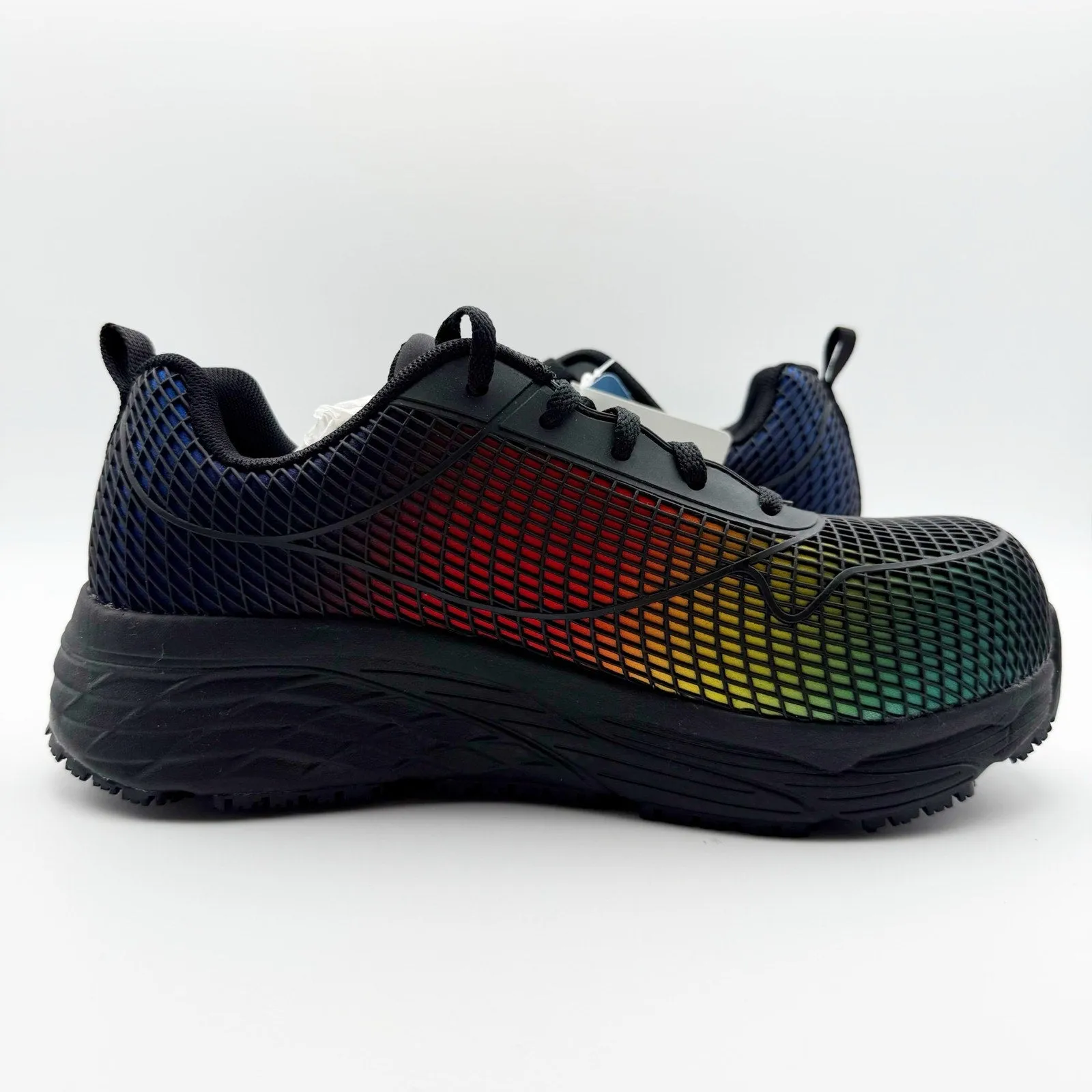 SKECHERS Womens Work Shoes 7.5 Black Rainbow Max Cushioning Comp Toe EH
