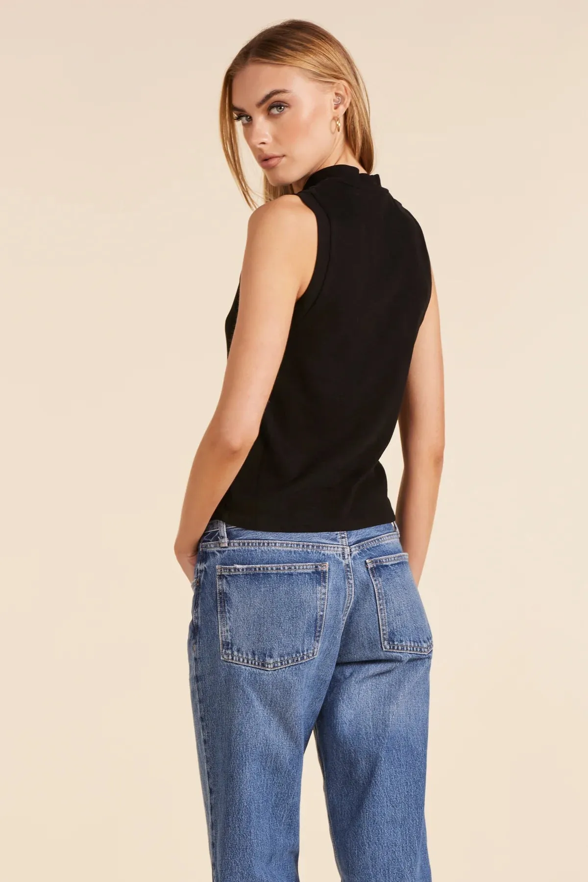 Sleeveless Rib Turtleneck by Bobi