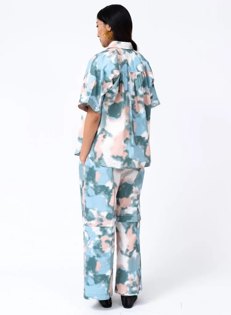 Spray Print Shirt Set