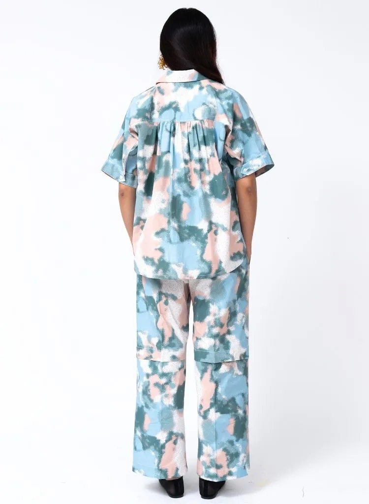 Spray Print Shirt Set