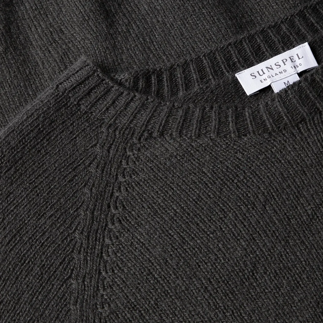 Sunspel Lambswool Crew Neck Drill Green