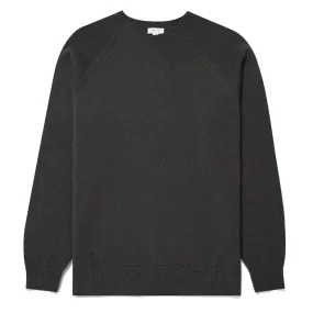 Sunspel Lambswool Crew Neck Drill Green