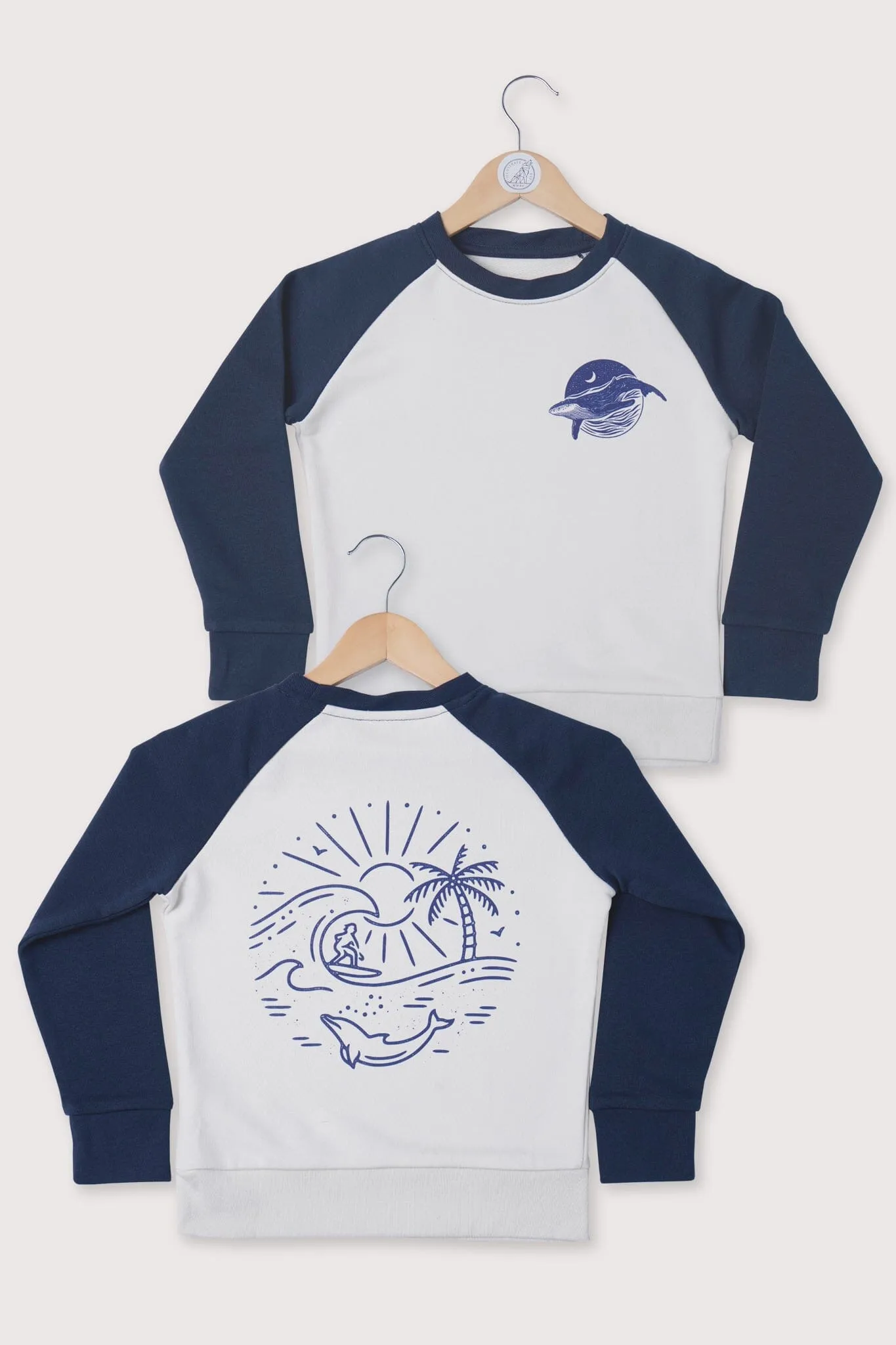 Surf Scene Contrast Raglan Kids Sweat