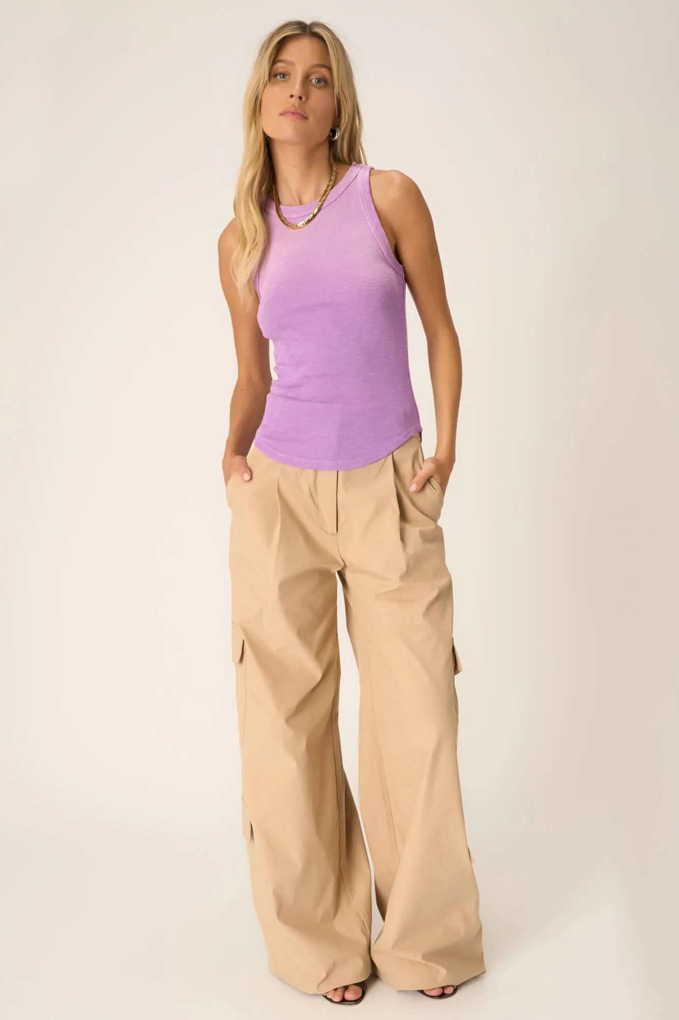 Topaz Sun Faded Rib Tank - Purple Magic