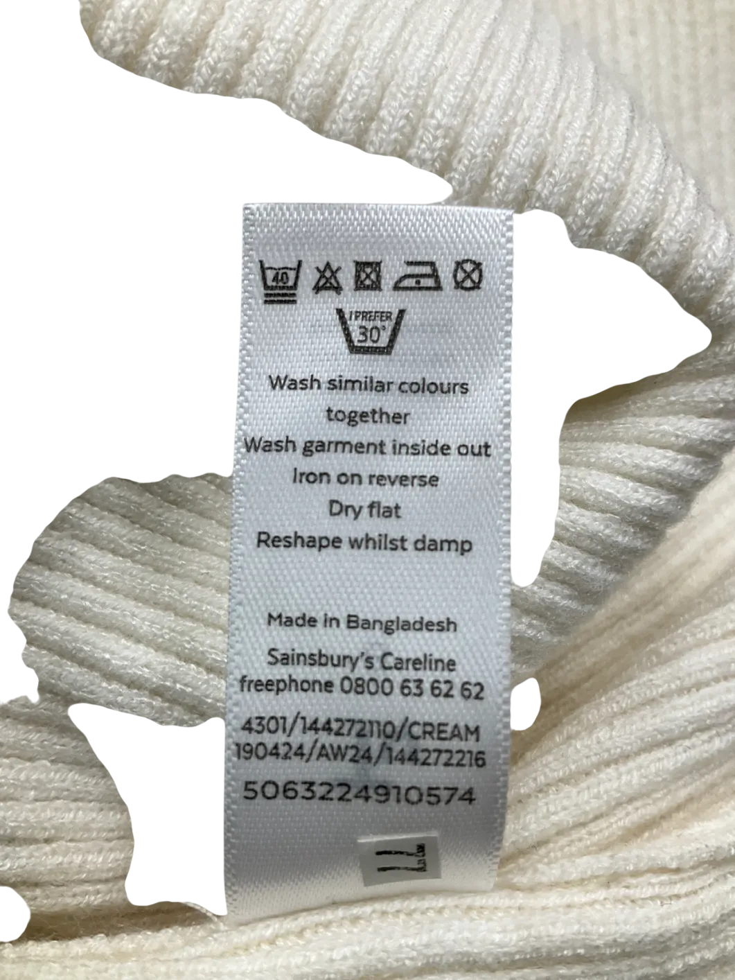 TU Cream Fine Knit Jumper UK 8