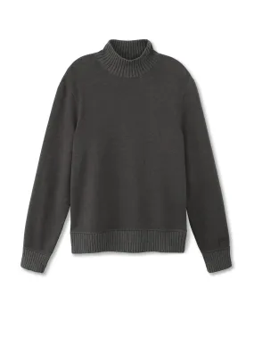 Turtleneck Sweater With Knit Trim (Charcoal Heather)