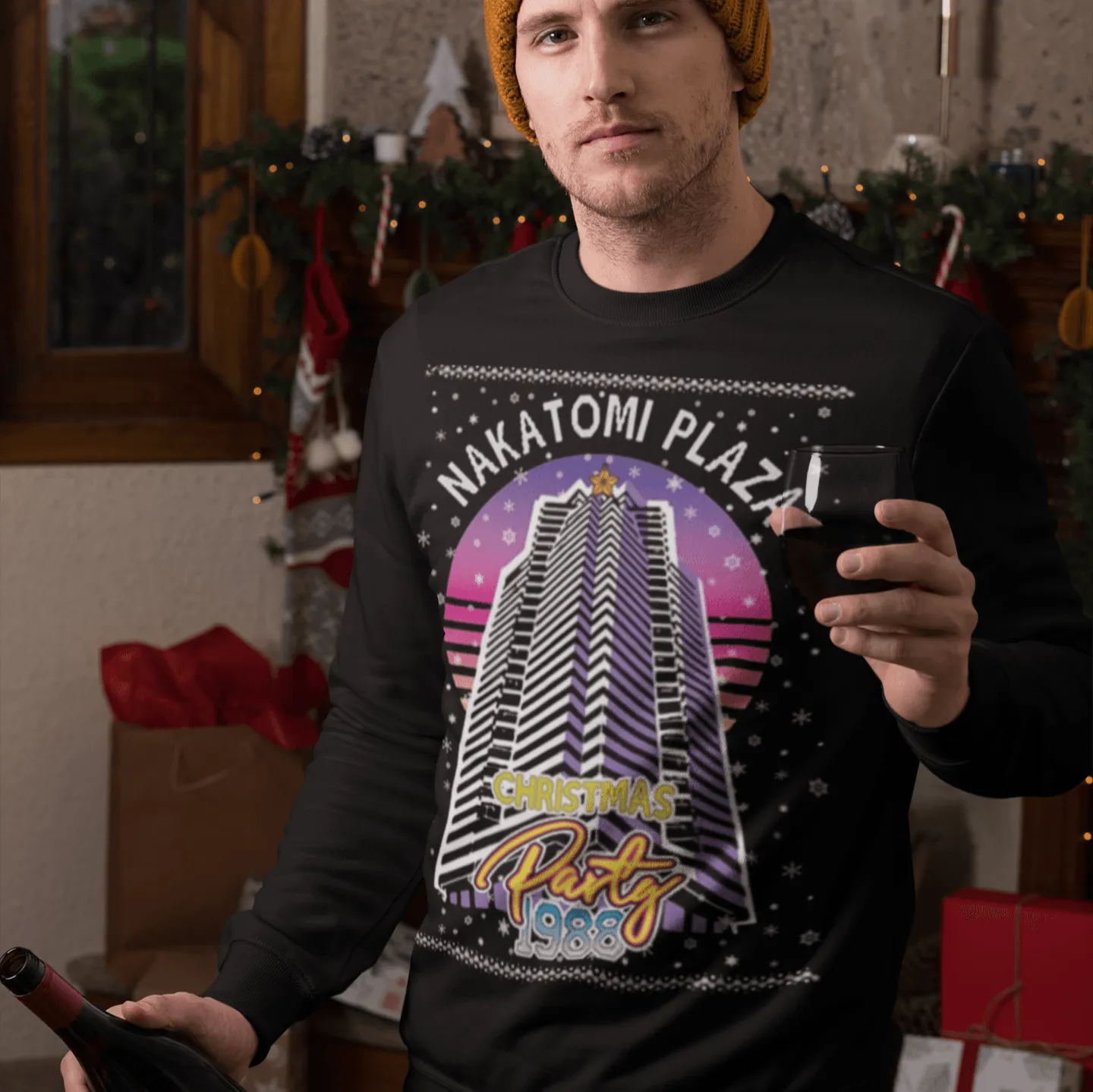Ugly Christmas Crewneck Graphic Sweatshirt Nakatomi Plaza Party Like It's 1988