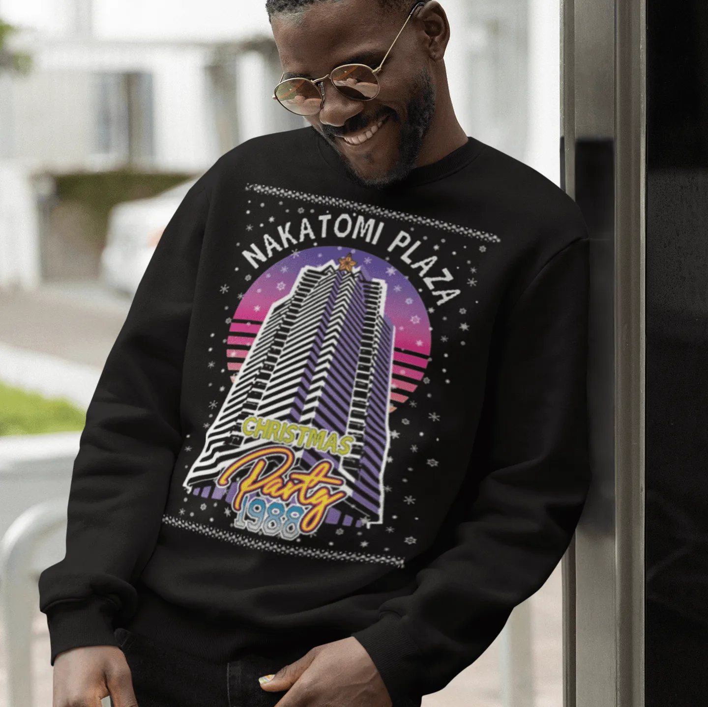 Ugly Christmas Crewneck Graphic Sweatshirt Nakatomi Plaza Party Like It's 1988
