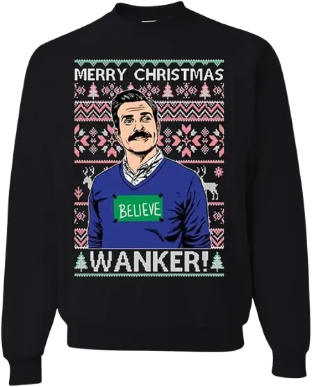 Ugly Christmas Crewneck Graphic Sweatshirt Wanker Believe