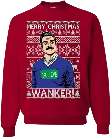 Ugly Christmas Crewneck Graphic Sweatshirt Wanker Believe