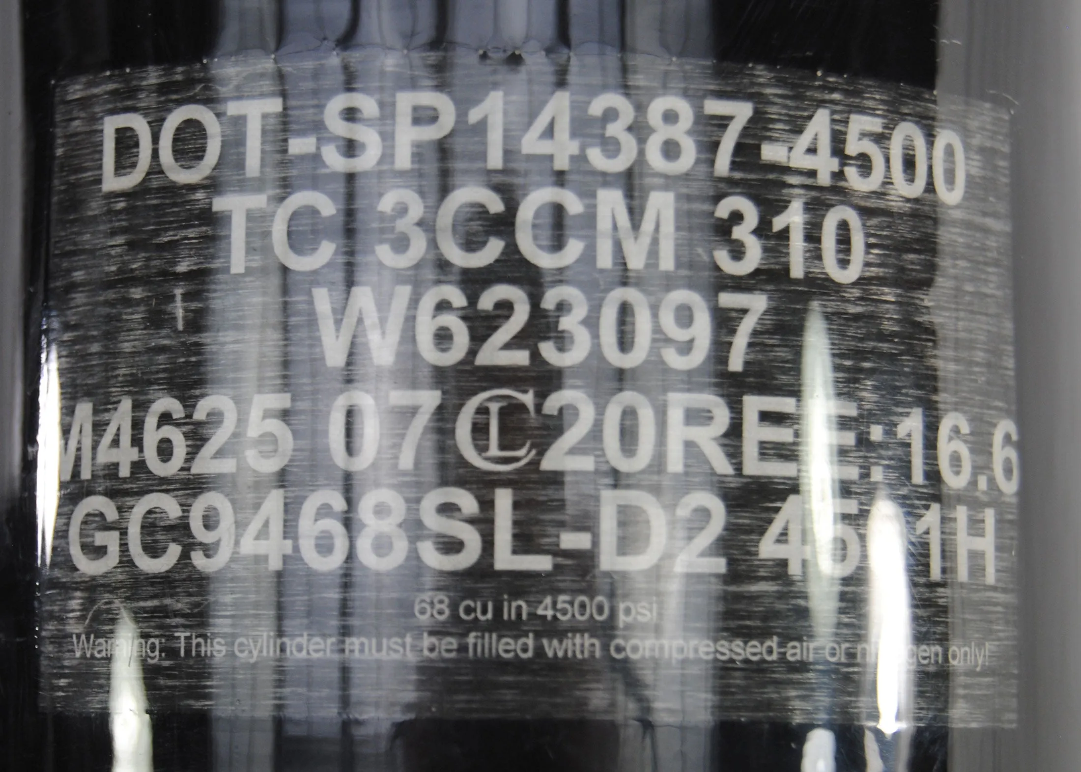Used HK Army Aerolite 68ci/4500psi Tank