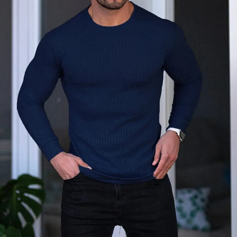 Vertical Crewneck Long Sleeve T-Shirt