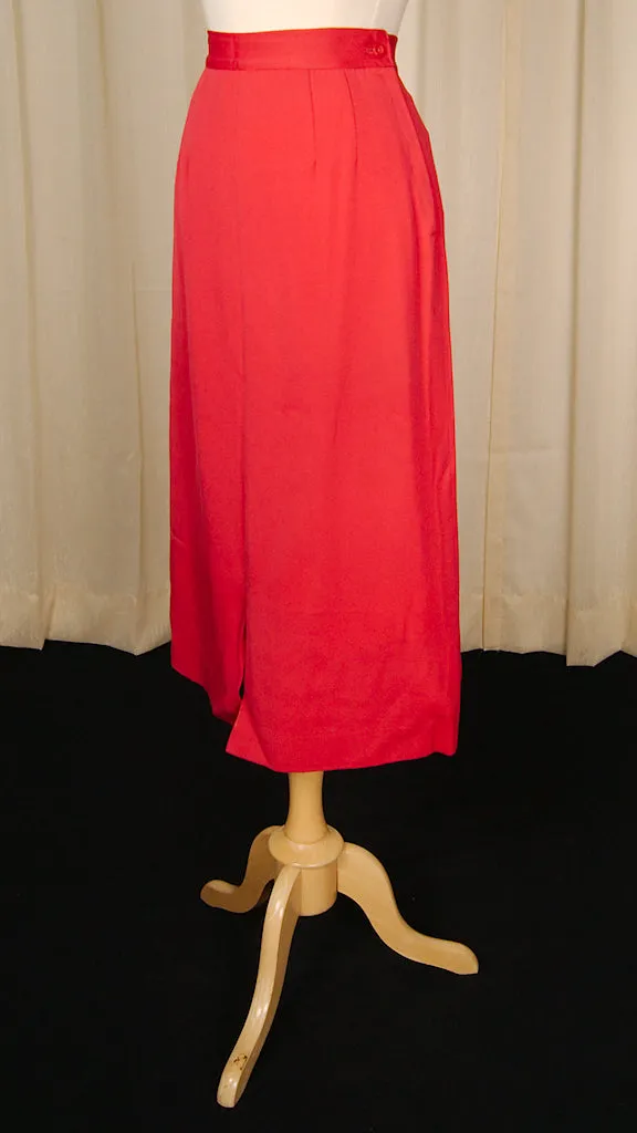 Vintage 1940s Red Midi Wiggle Skirt