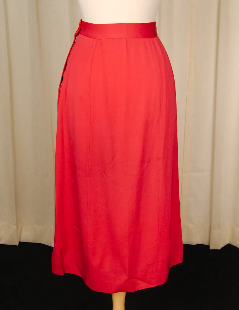 Vintage 1940s Red Midi Wiggle Skirt