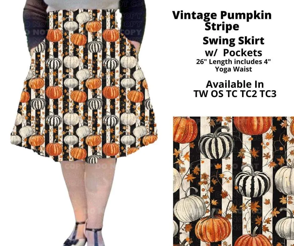 Vintage Pumpkin Stripe Swing Skirt