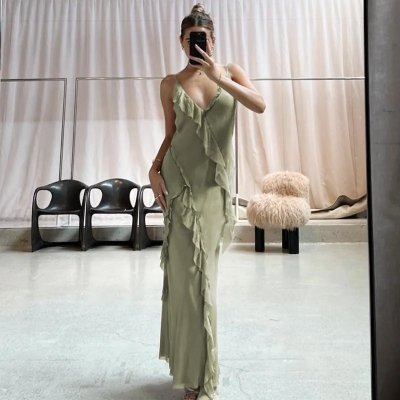 Vvsha Kooper Ruffle Maxi Dress