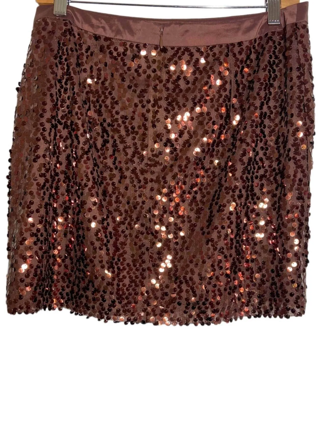 Warm Autumn Brown Sequin Pencil Skirt