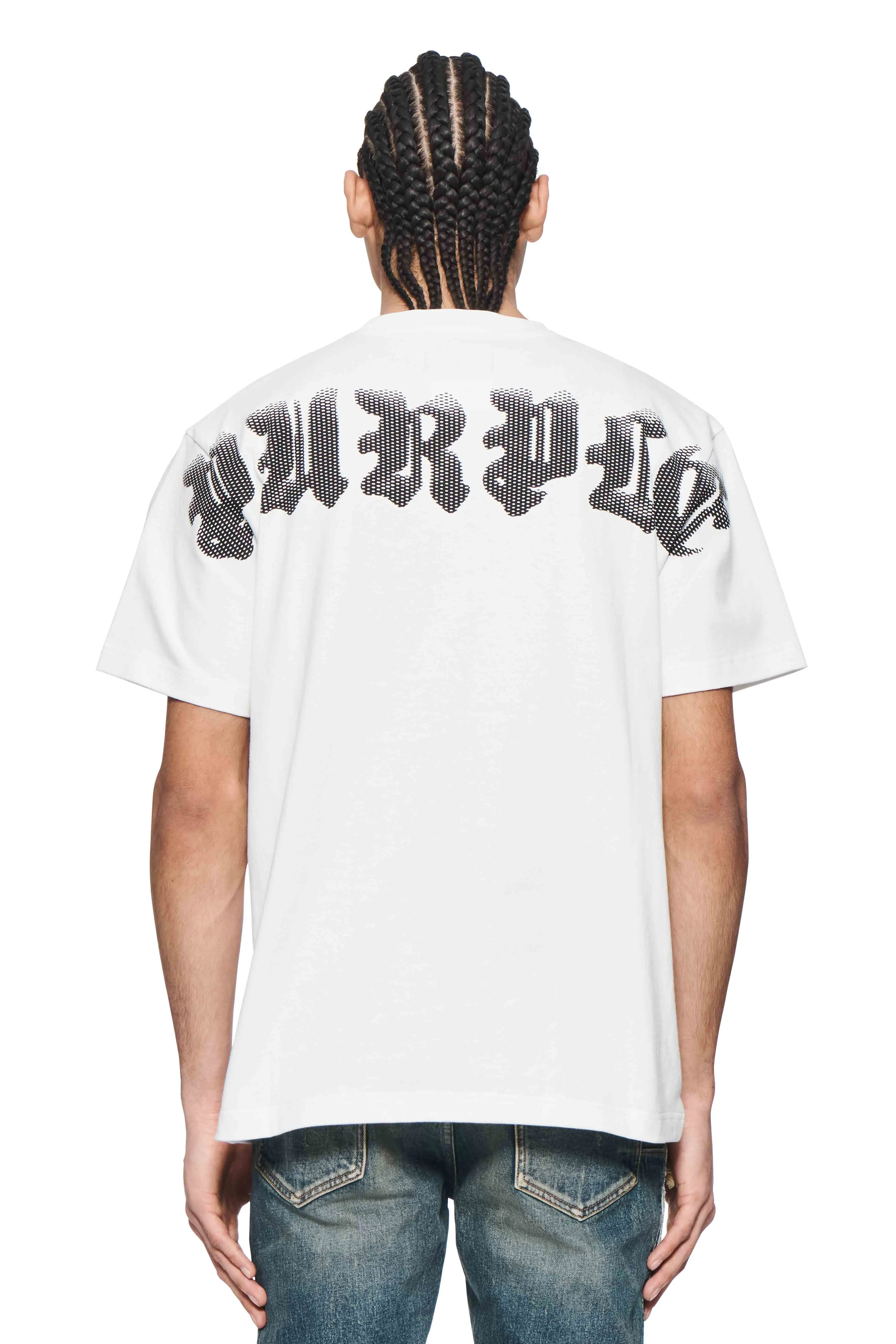 White Jersey Short-Sleeved Gothic Halftone Tee (White) - P117-HBWG424