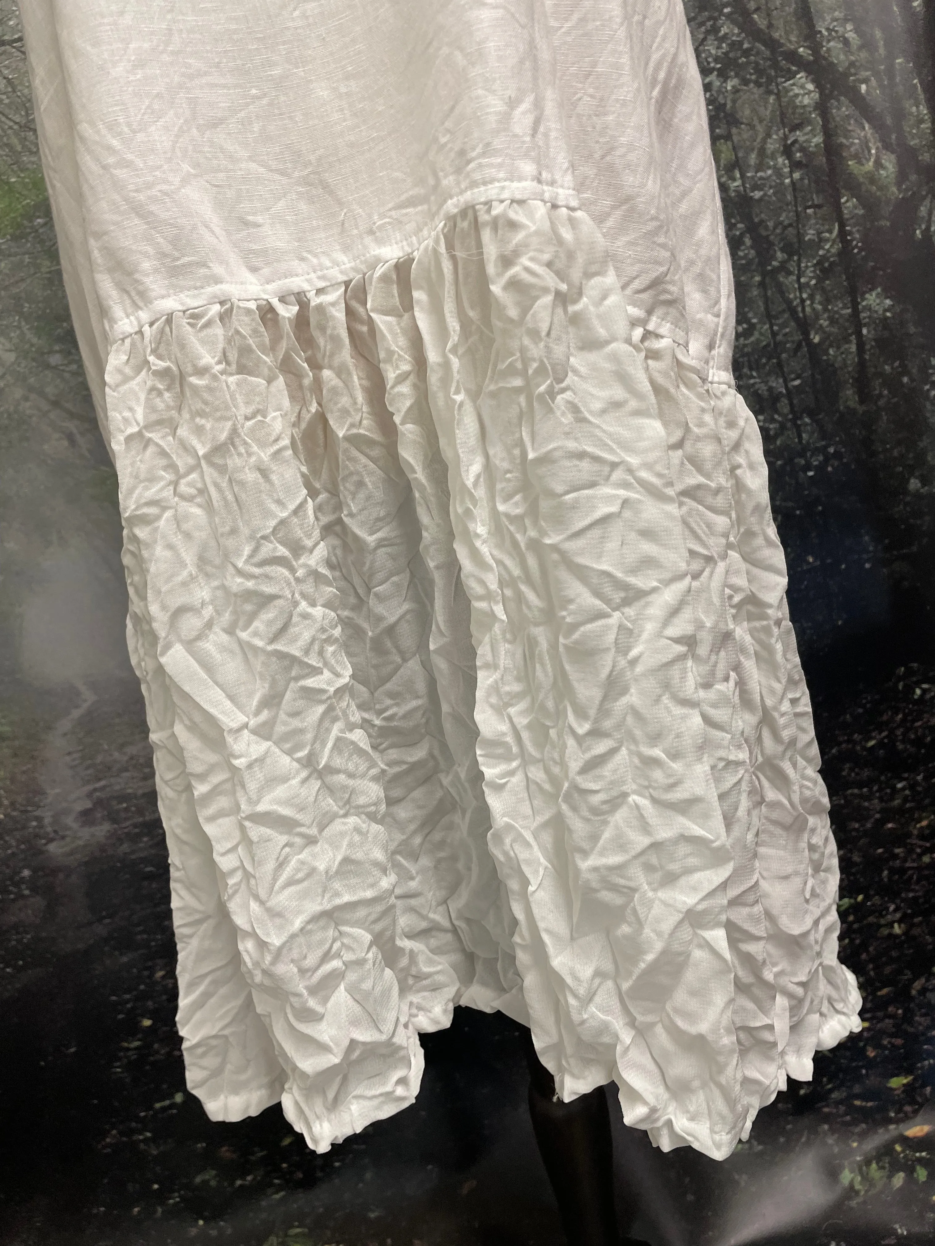 White linen and chiffon slip
