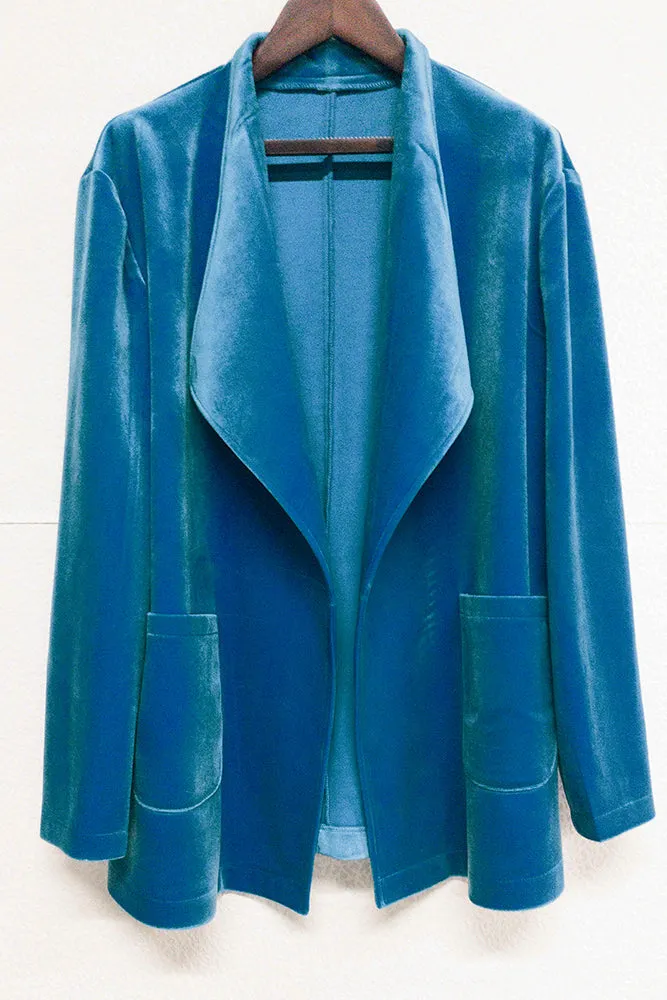 Winter Outfits Plain Lapel Collar Open Velvet Cardigans