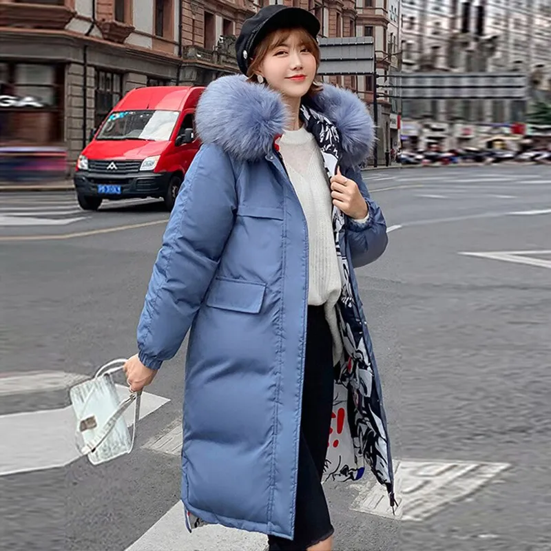 Women Parka Coats Double Sided Wear