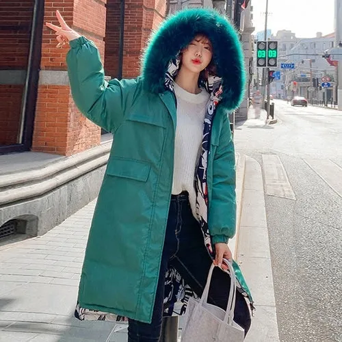 Women Parka Coats Double Sided Wear