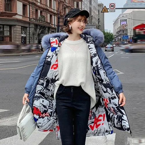 Women Parka Coats Double Sided Wear