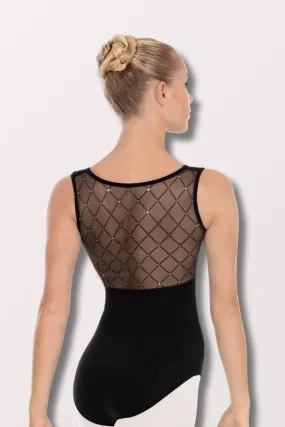 Women's Diamond Back Tank Leotard - Black