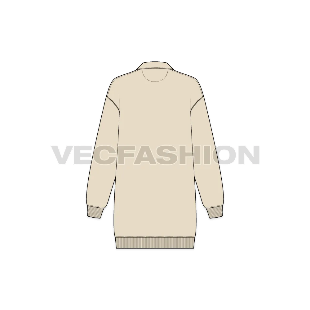Women's Long Sweatshirt with Open Collar