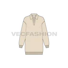 Women's Long Sweatshirt with Open Collar