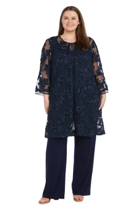 Women's Plus Size Floral Embroidered Mother of the Bride Pant suits