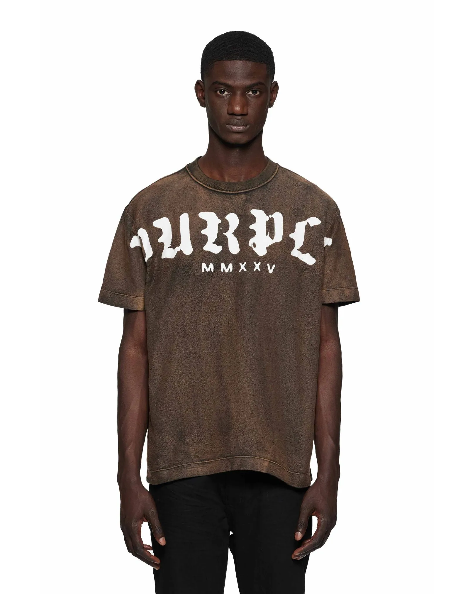 Worn Gothic Wordmark Overdye Tee - Orange