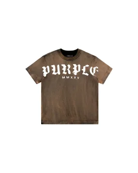 Worn Gothic Wordmark Overdye Tee - Orange