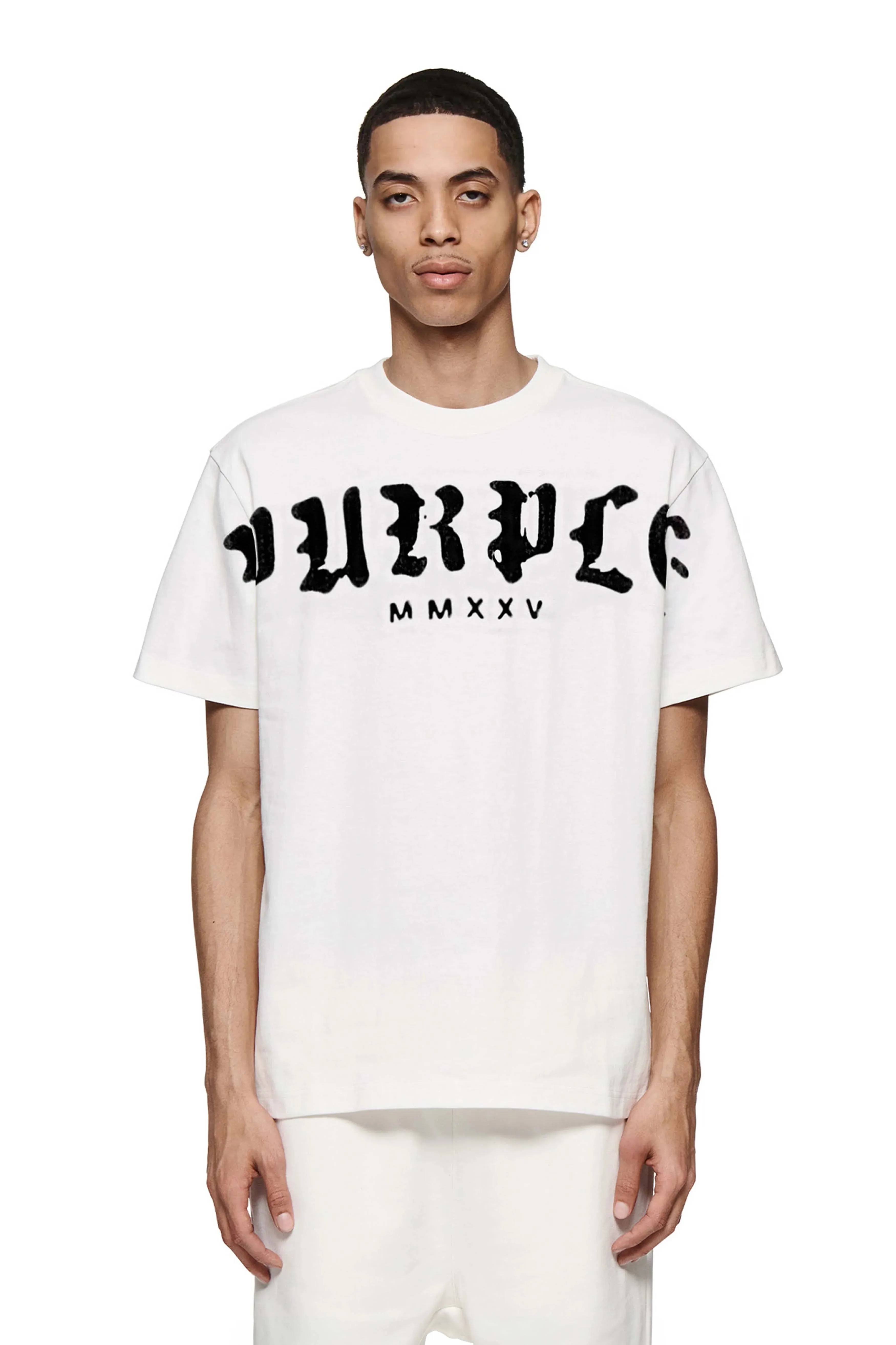 Worn Gothic Wordmark Tee (White) - P104-JWWG125