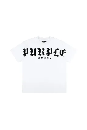 Worn Gothic Wordmark Tee (White) - P104-JWWG125