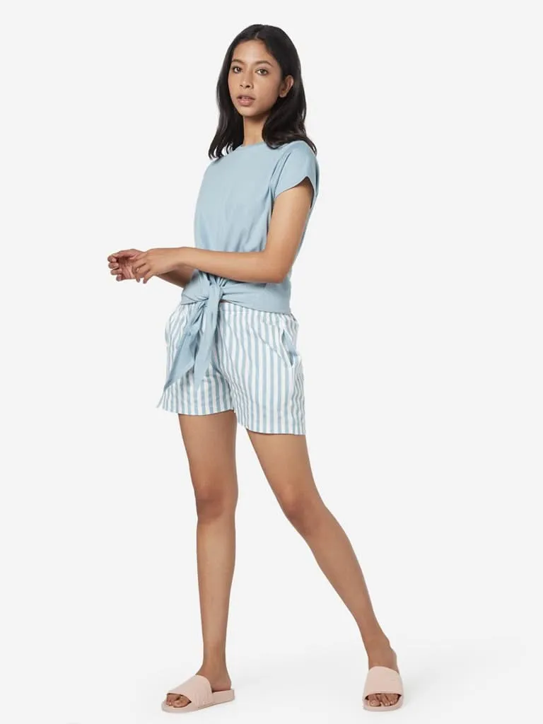 Wunderlove Blue Tie-Up Detailed T-Shirt