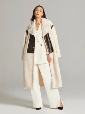 Xolani Faux-Leather Patch Sherpa Jacket