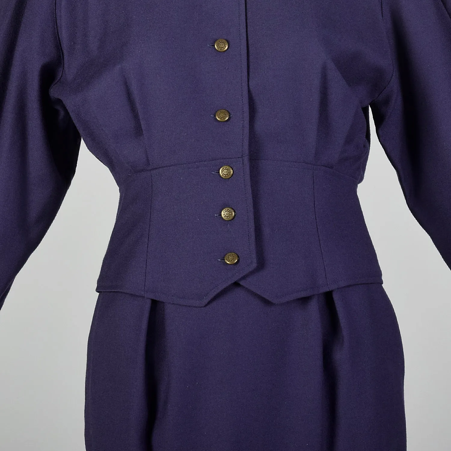 XS Guy Laroche 1980s Plumb Purple Skirt Suit