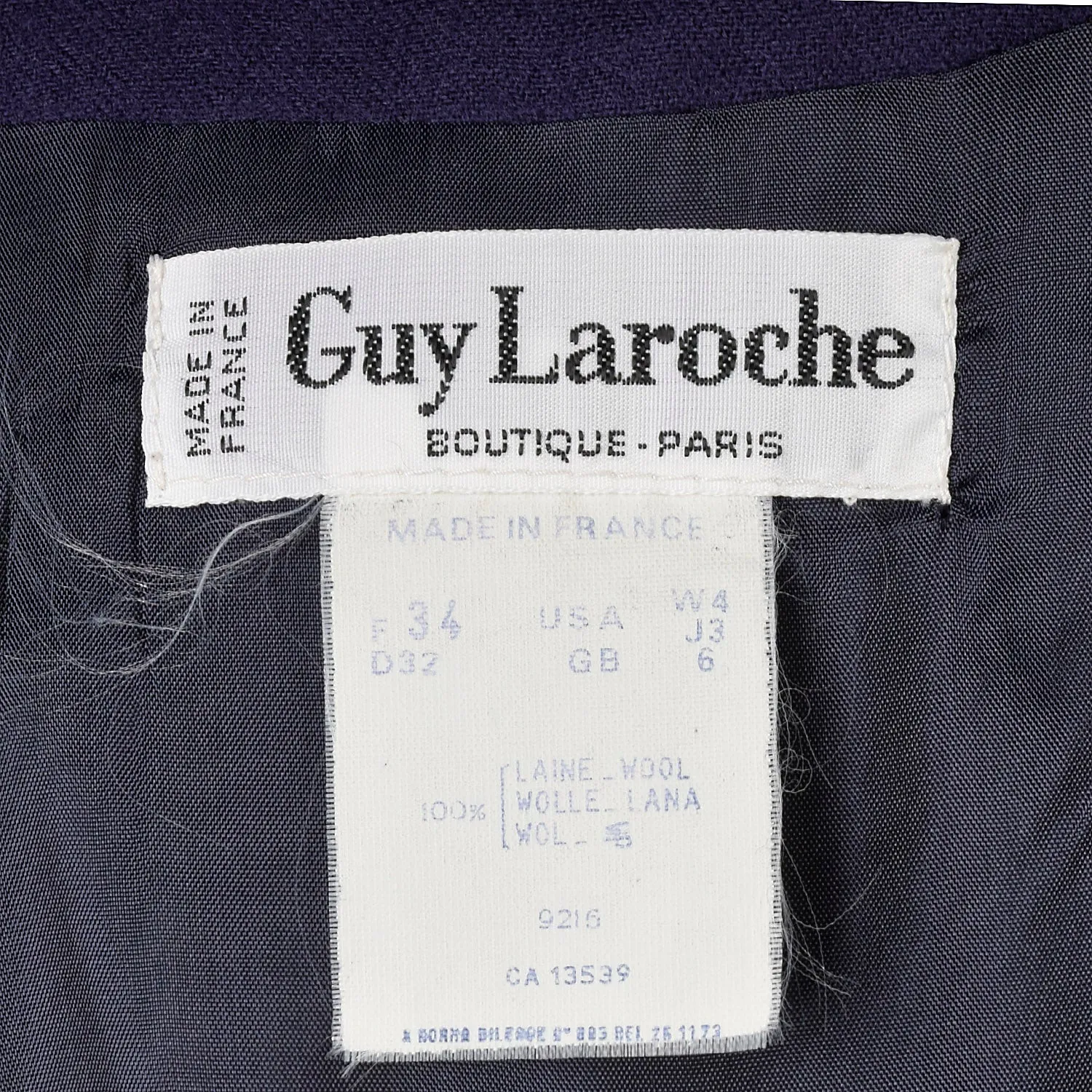 XS Guy Laroche 1980s Plumb Purple Skirt Suit