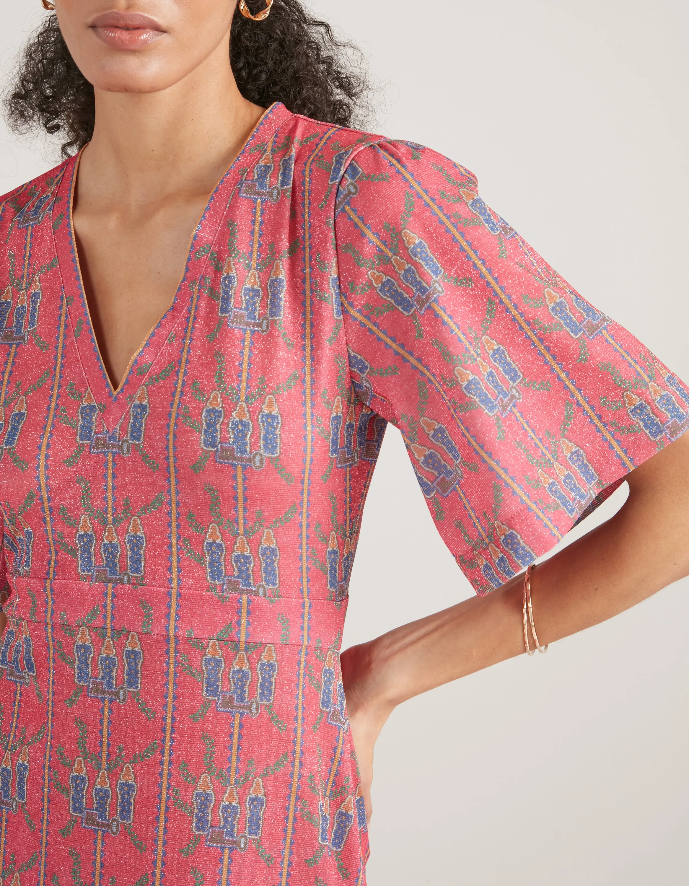Zuri Fuchsia Three Ladies Lurex Dress