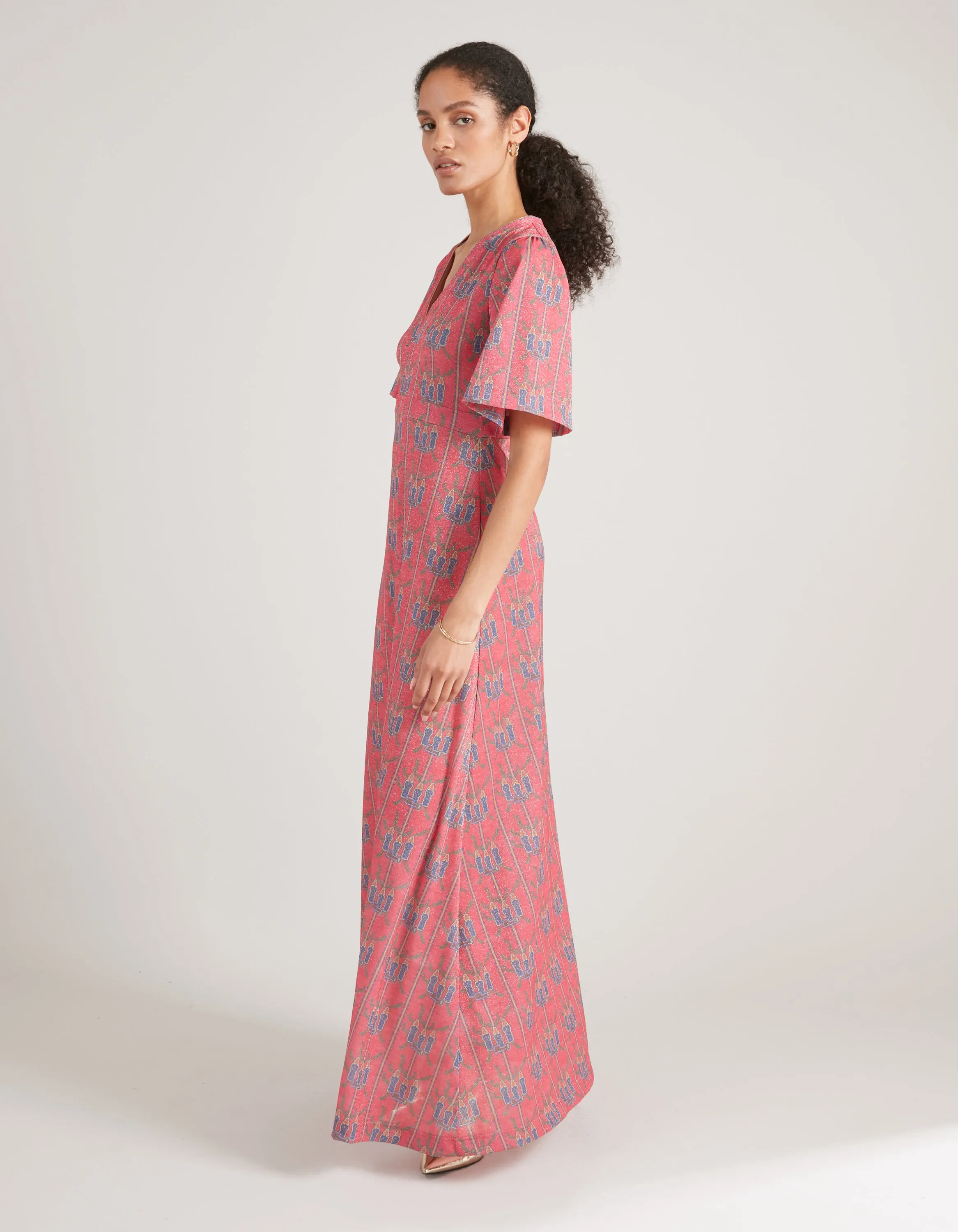 Zuri Fuchsia Three Ladies Lurex Dress