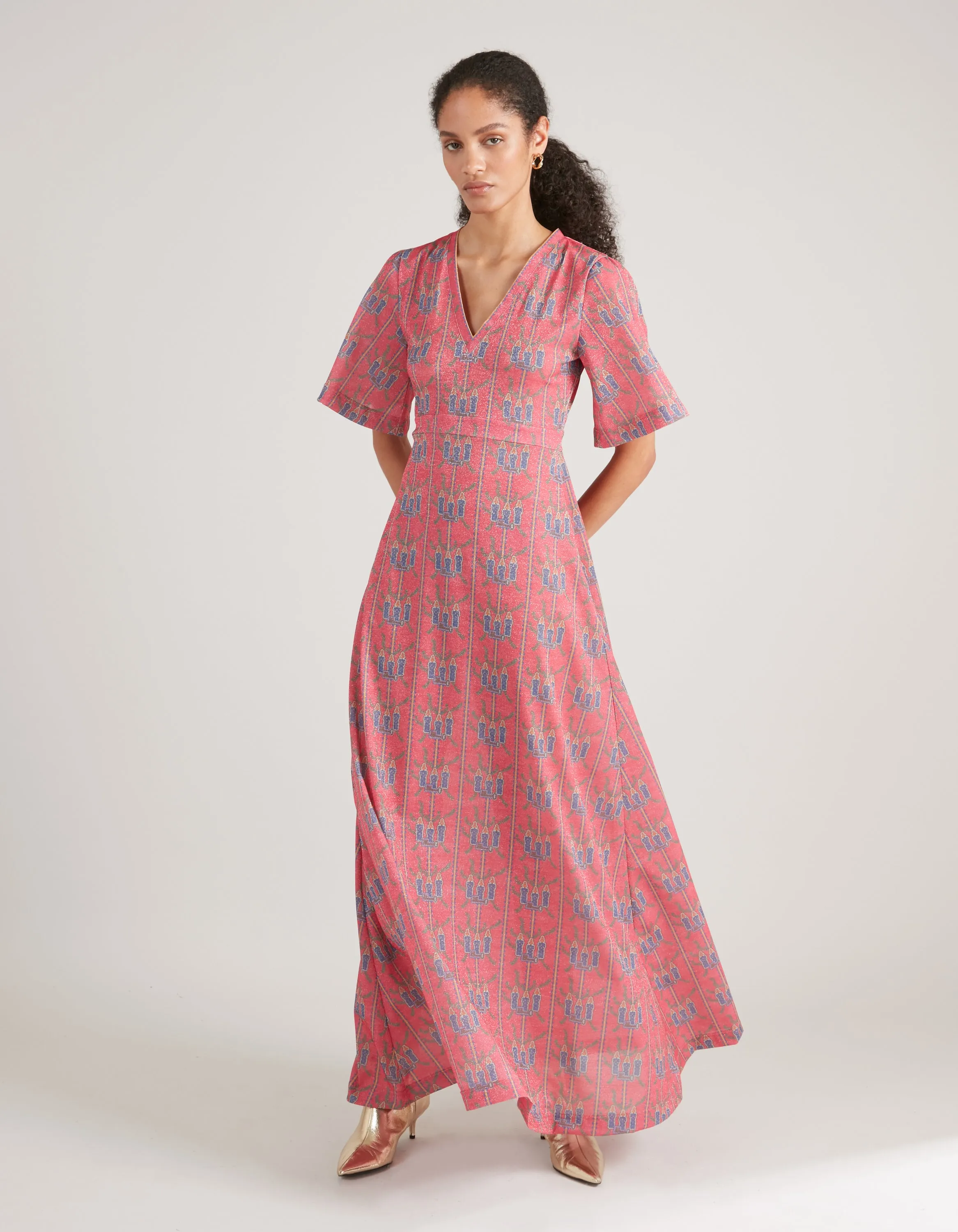 Zuri Fuchsia Three Ladies Lurex Dress